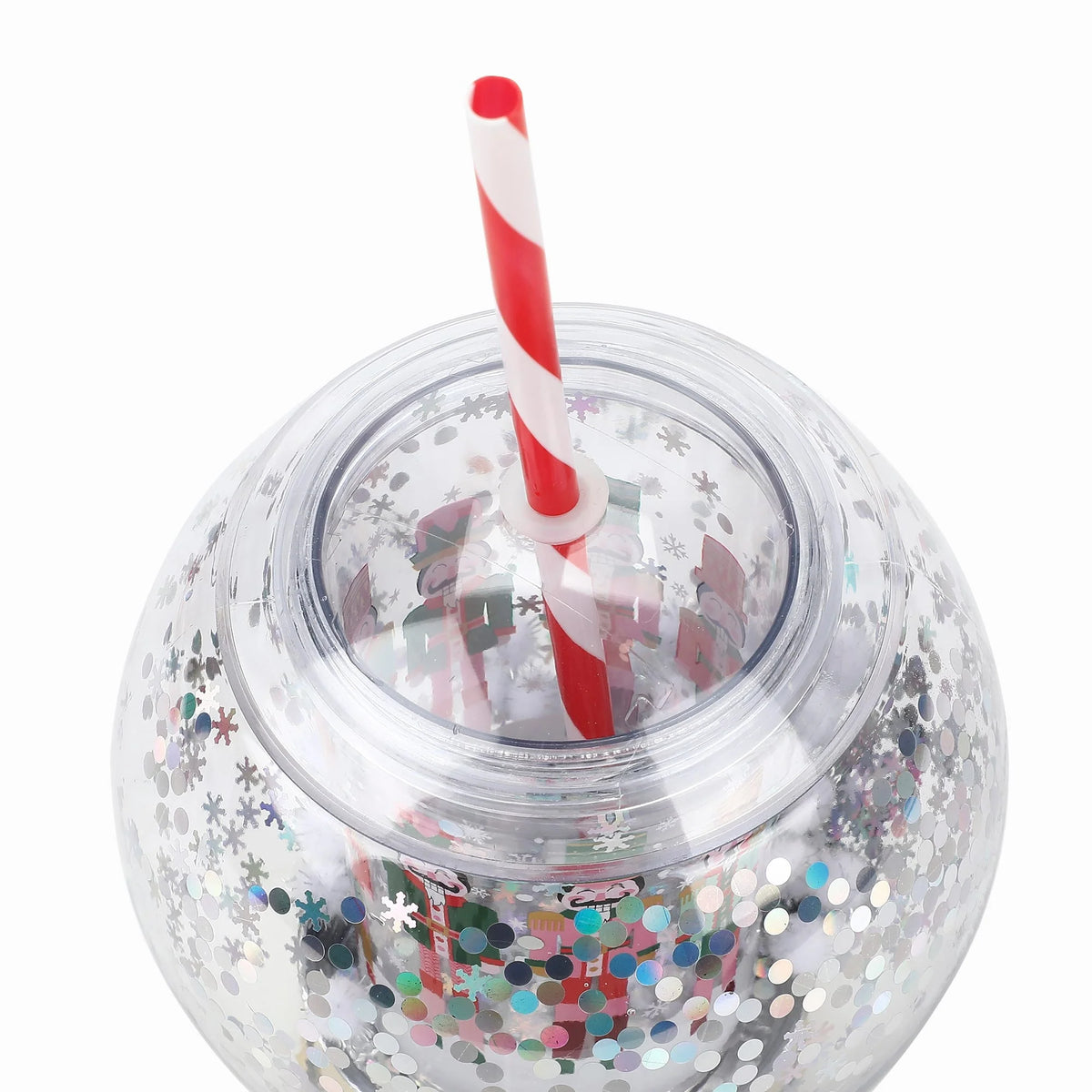Nutcracker Snow Globe Cup with Straw