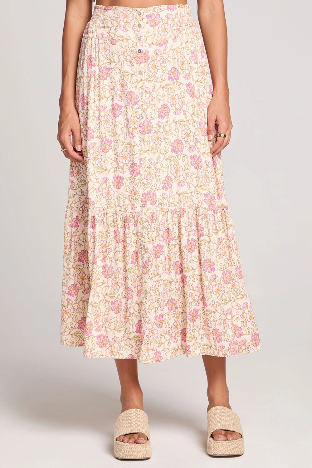 Saltwater Luxe Dagney Midi Skirt Botanical Ivory