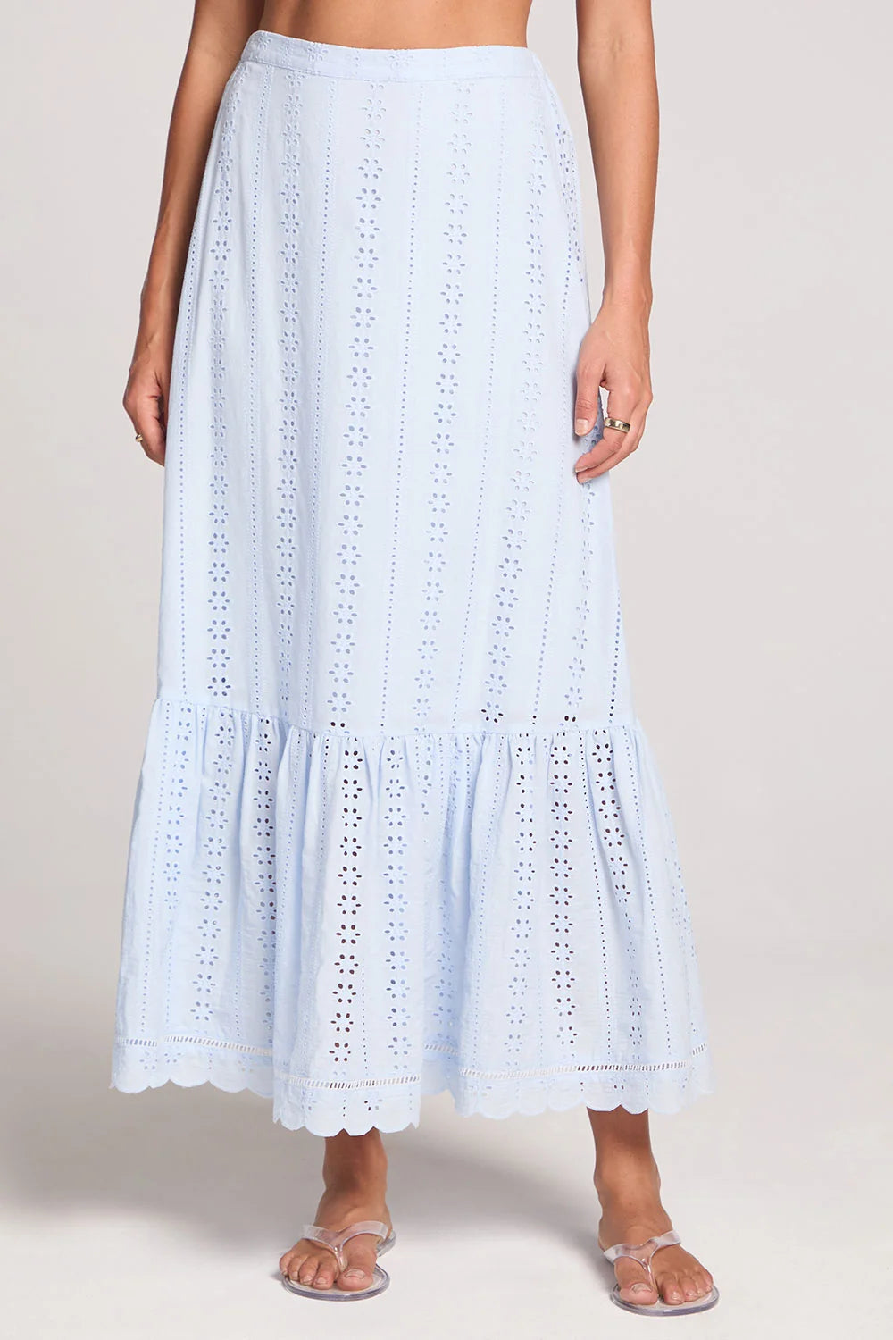 Saltwater Luxe Tatumn Maxi Skirt Sky Blue Eyelet