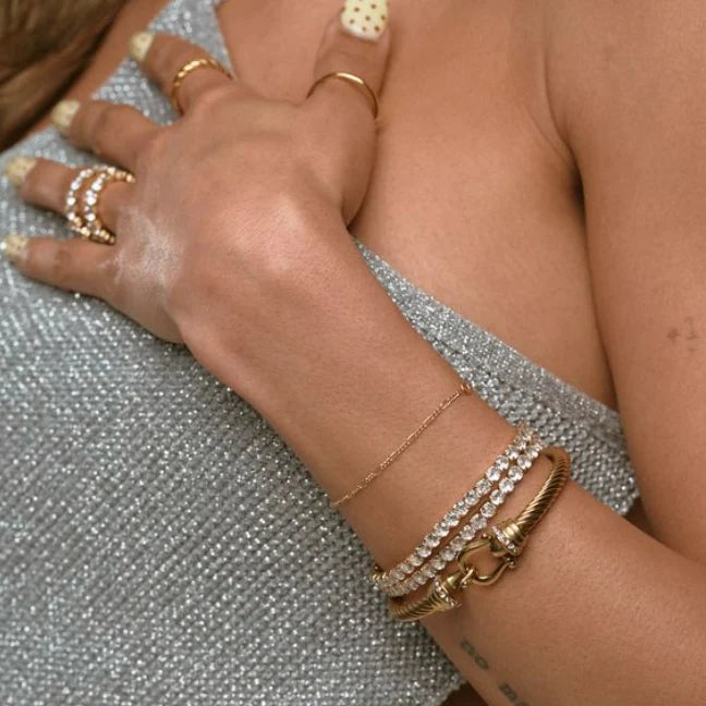 Nikki Smith Elastic Tennis Bracelet- Gold