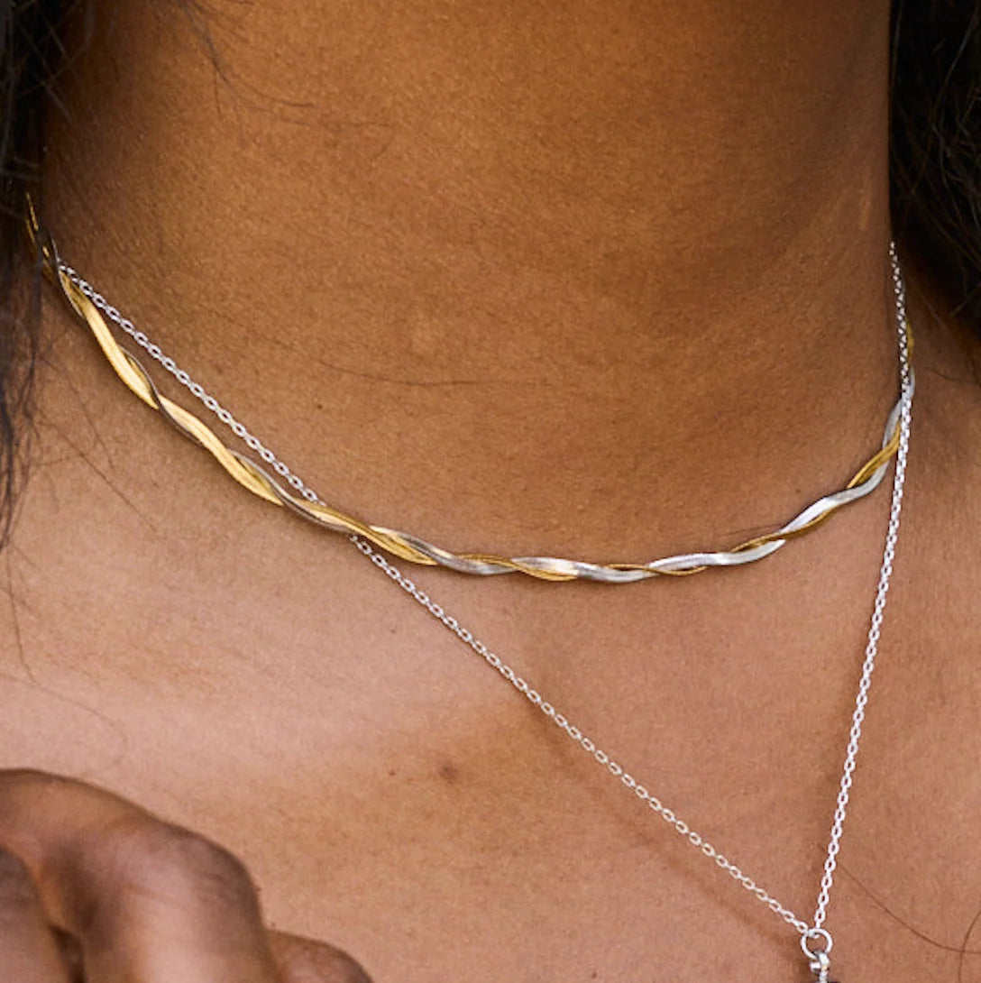 Nikki Smith Mixed Metal Herringbone Necklace
