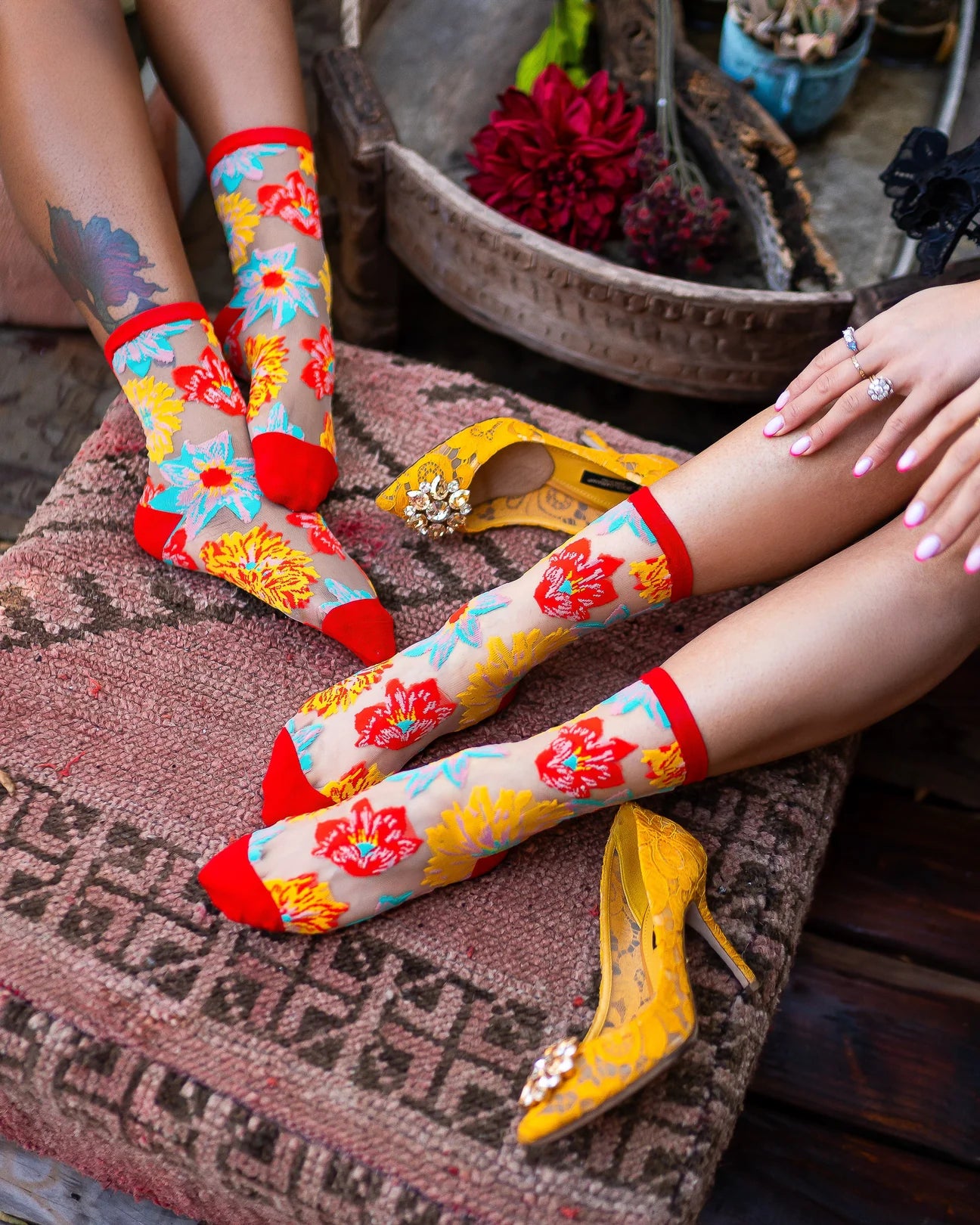 Sock Candy Flower Power Sheer Crew Sock