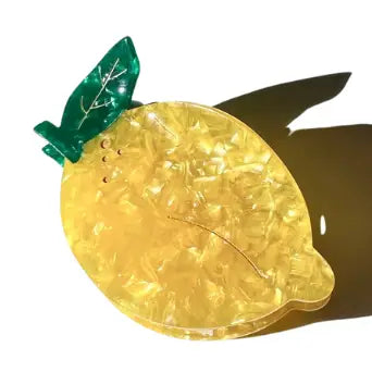 Hand-Painted Lemon Claw Clip
