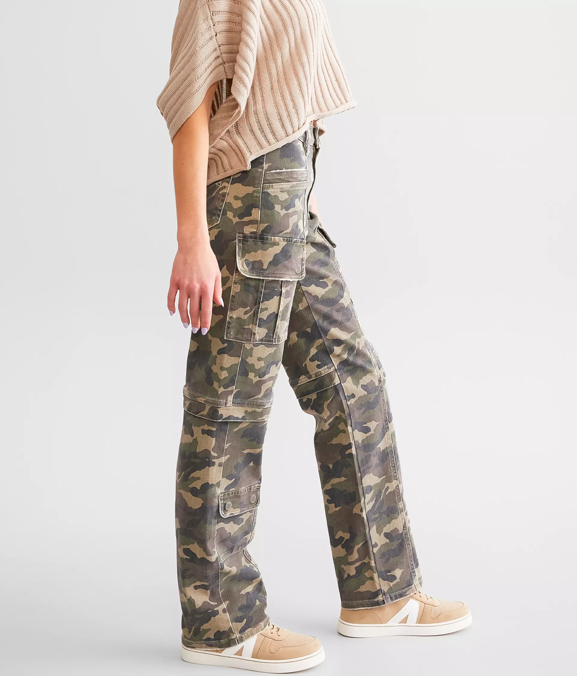 Hidden Denim Tracey Camo Cargo Straight Stretch Jeans