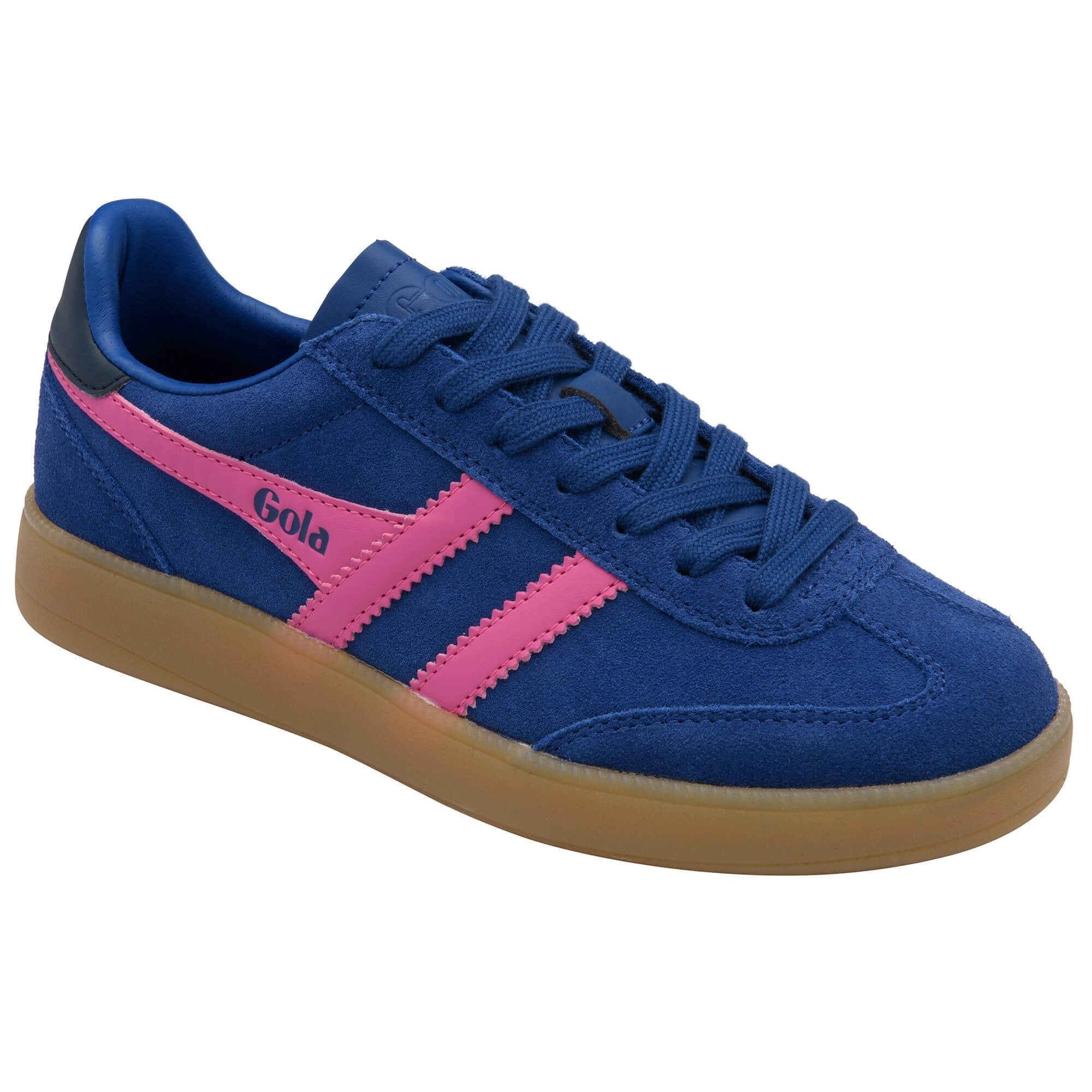 ep blue plush suede with a shocking pink wingflash