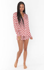 Show Me Your Mumu Early Riser PJ Set Red Checkered Silky
