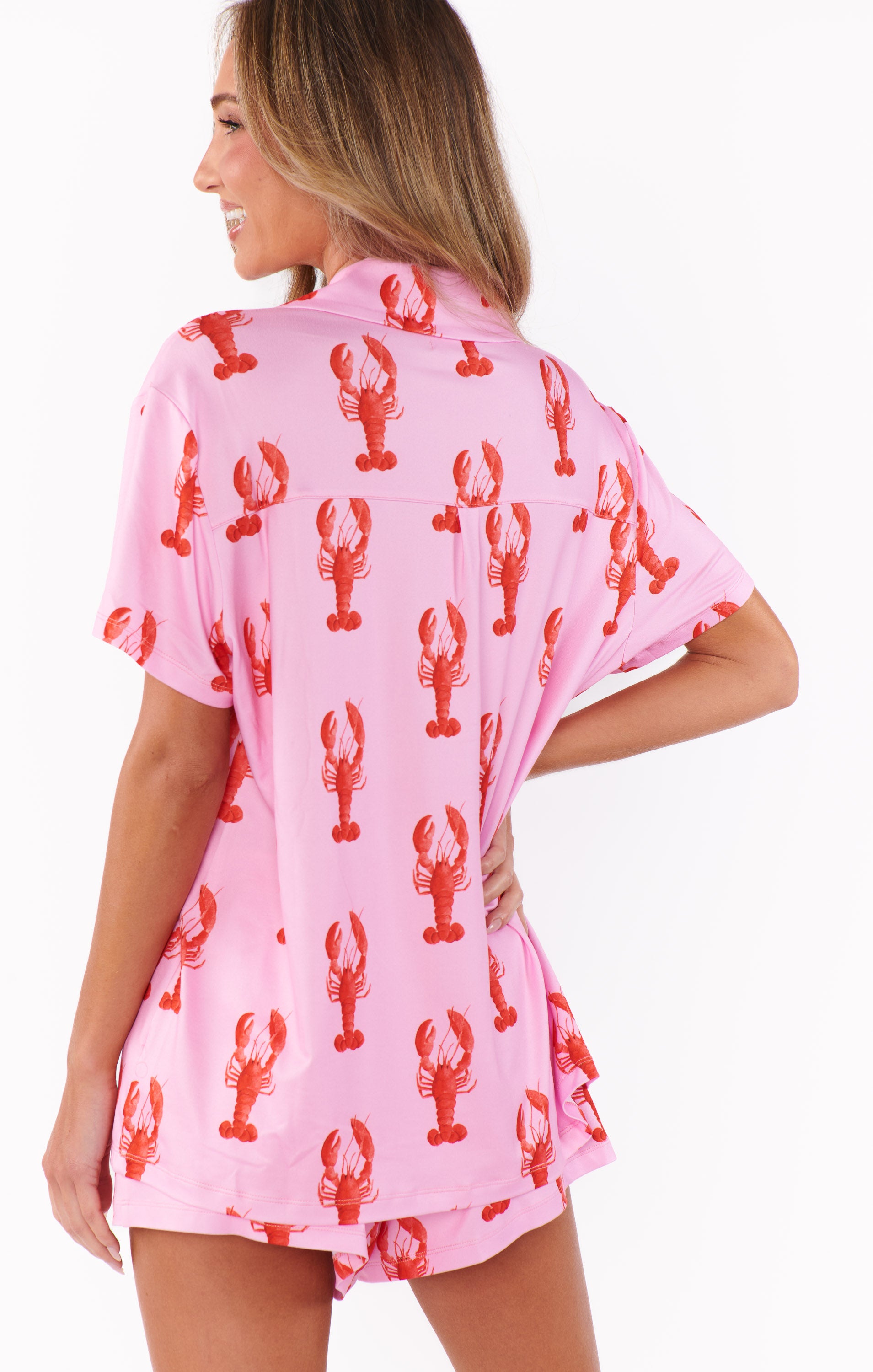 Show Me Your Mumu Sunday Morning PJ Set Pink Lobster Jersey