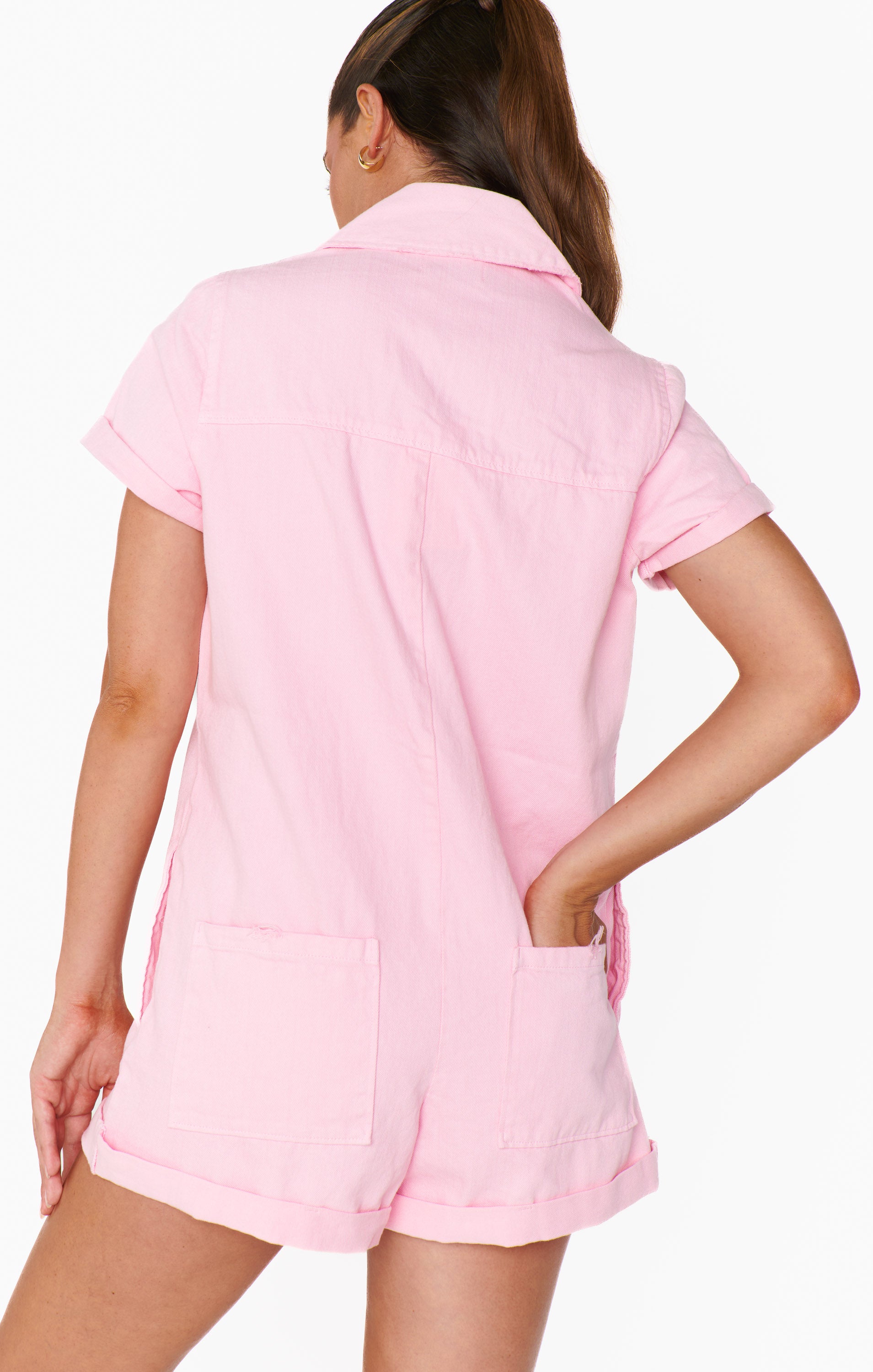 Show Me Your Mumu Range Romper Candy Pink Denim