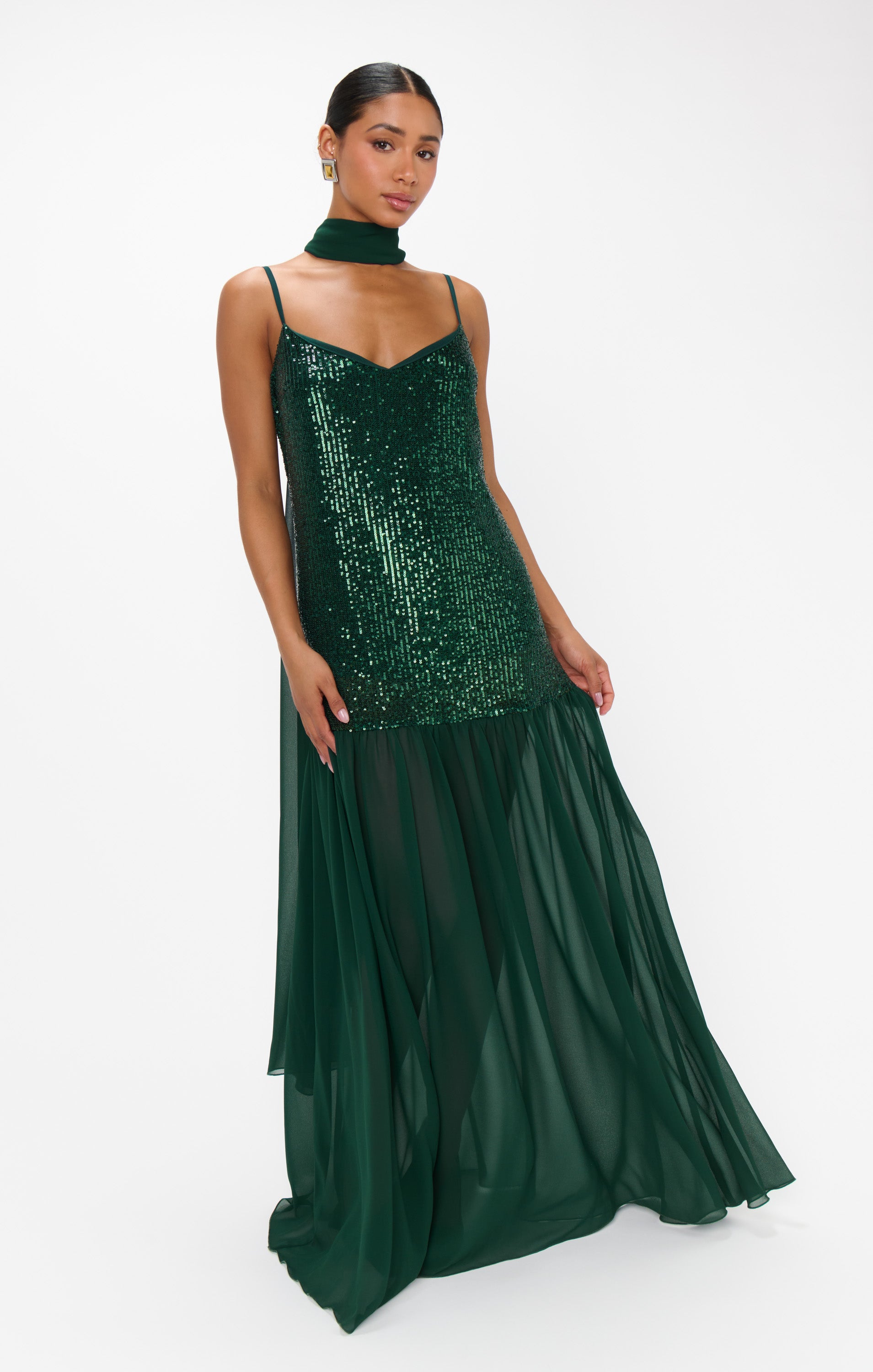 Show Me Your Mumu Dalia Maxi Dress - Emerald Sequins