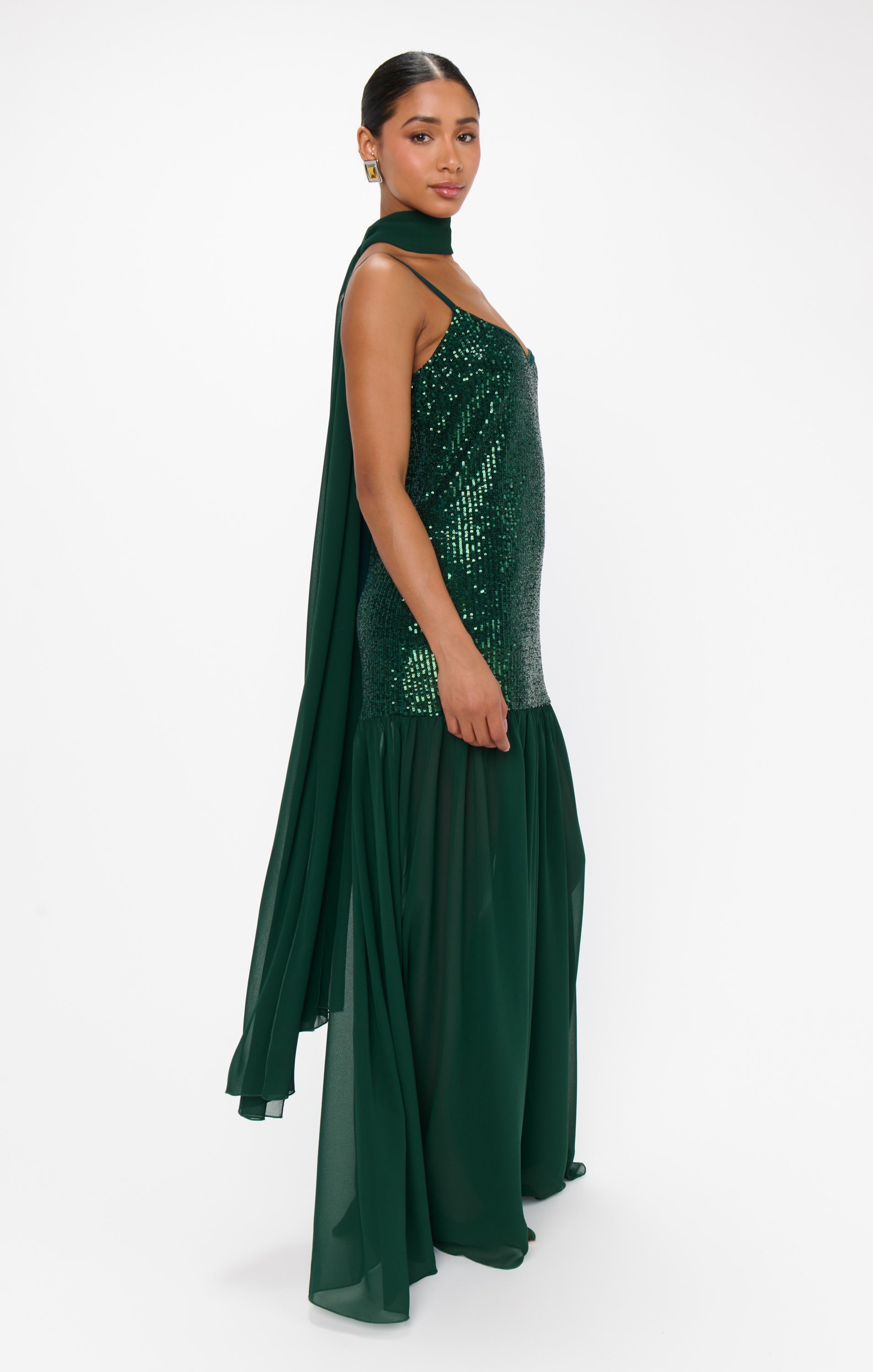 Show Me Your Mumu Dalia Maxi Dress - Emerald Sequins