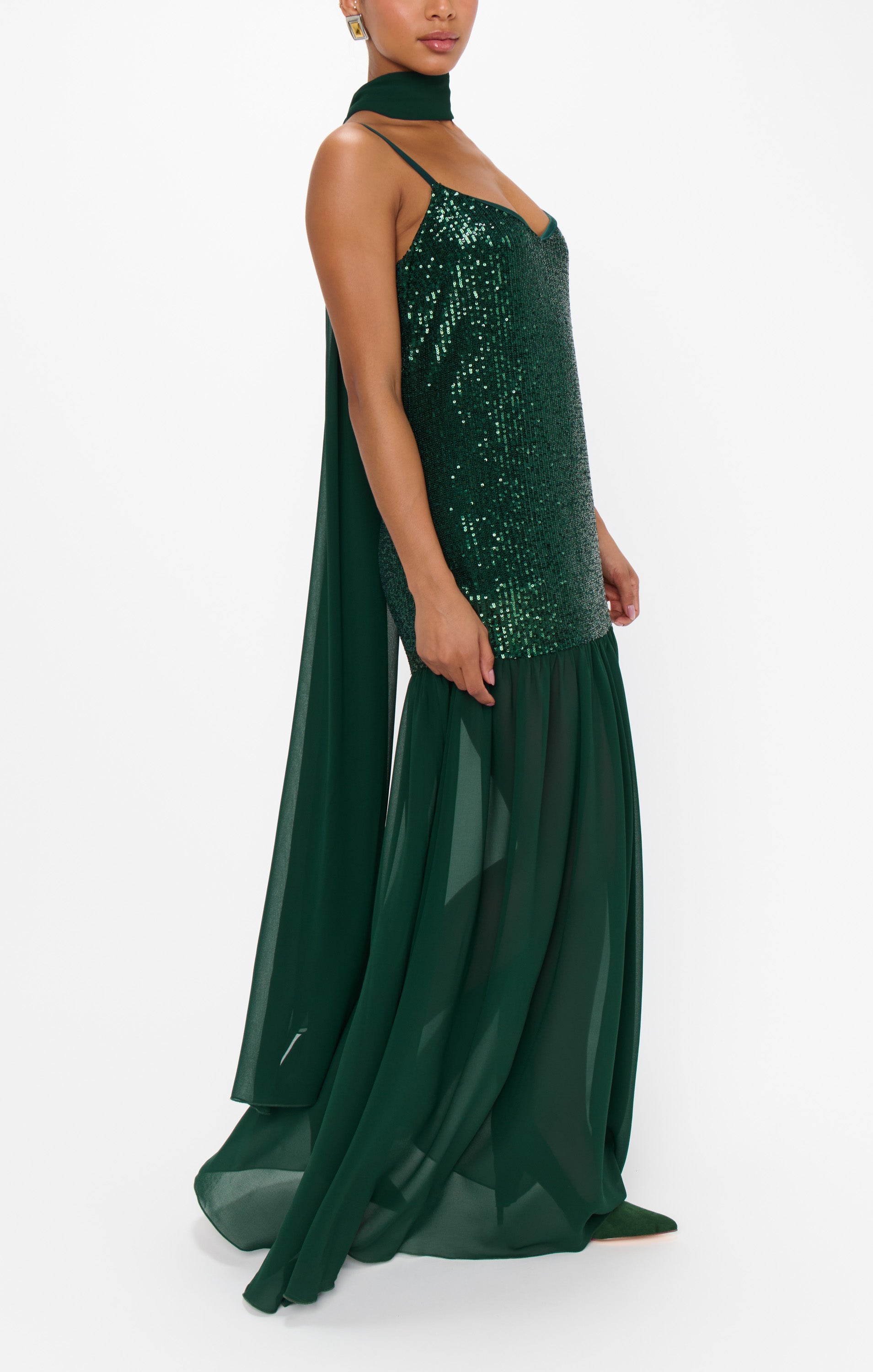 Show Me Your Mumu Dalia Maxi Dress - Emerald Sequins