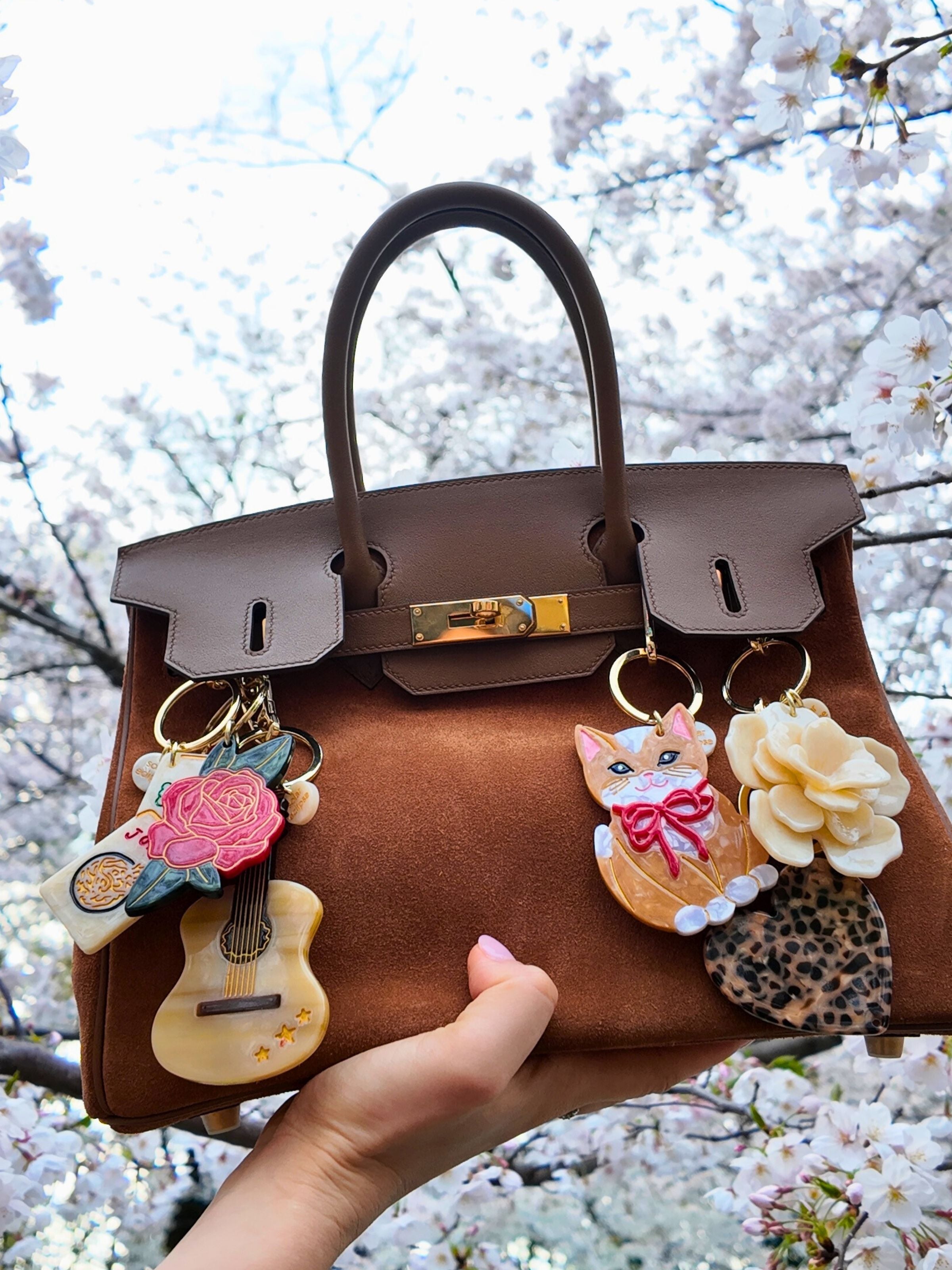 Hand-Painted Mahjong Bag Charm + Keychain - Eco Friendly