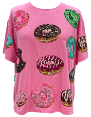 Queen of Sparkles Donut Tee Pink