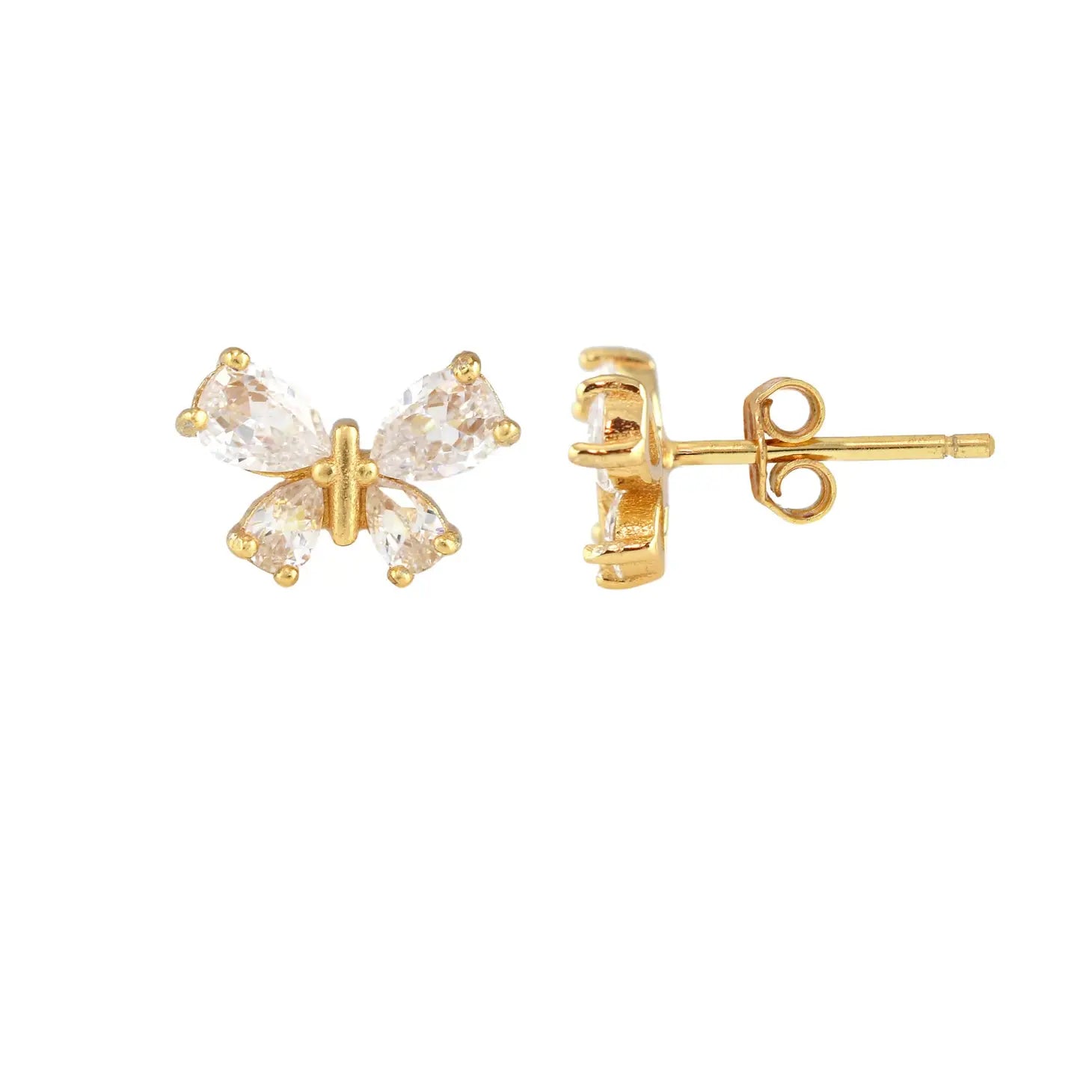 Kris Nations Butterfly Crystal Marquis Stud Earrings