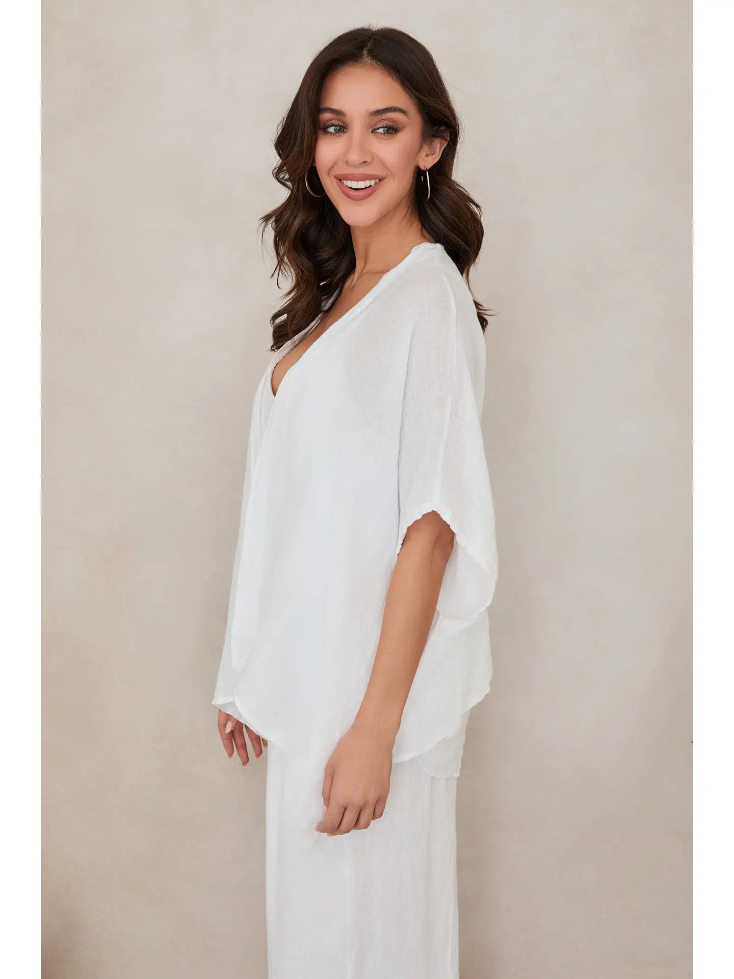 Milio Milano Open Kimono White Linen