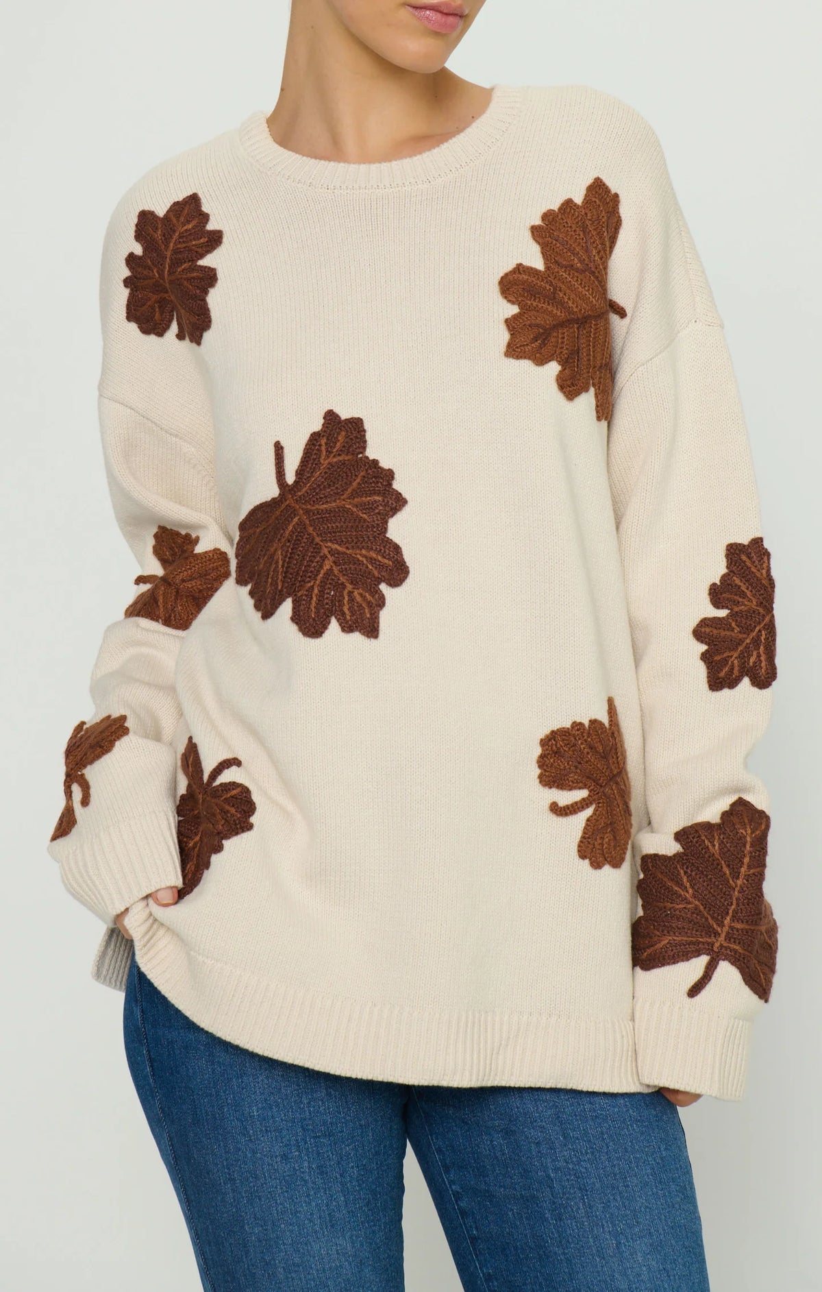 Show Me Your Mumu Go To Sweater Fall Leaves Knit