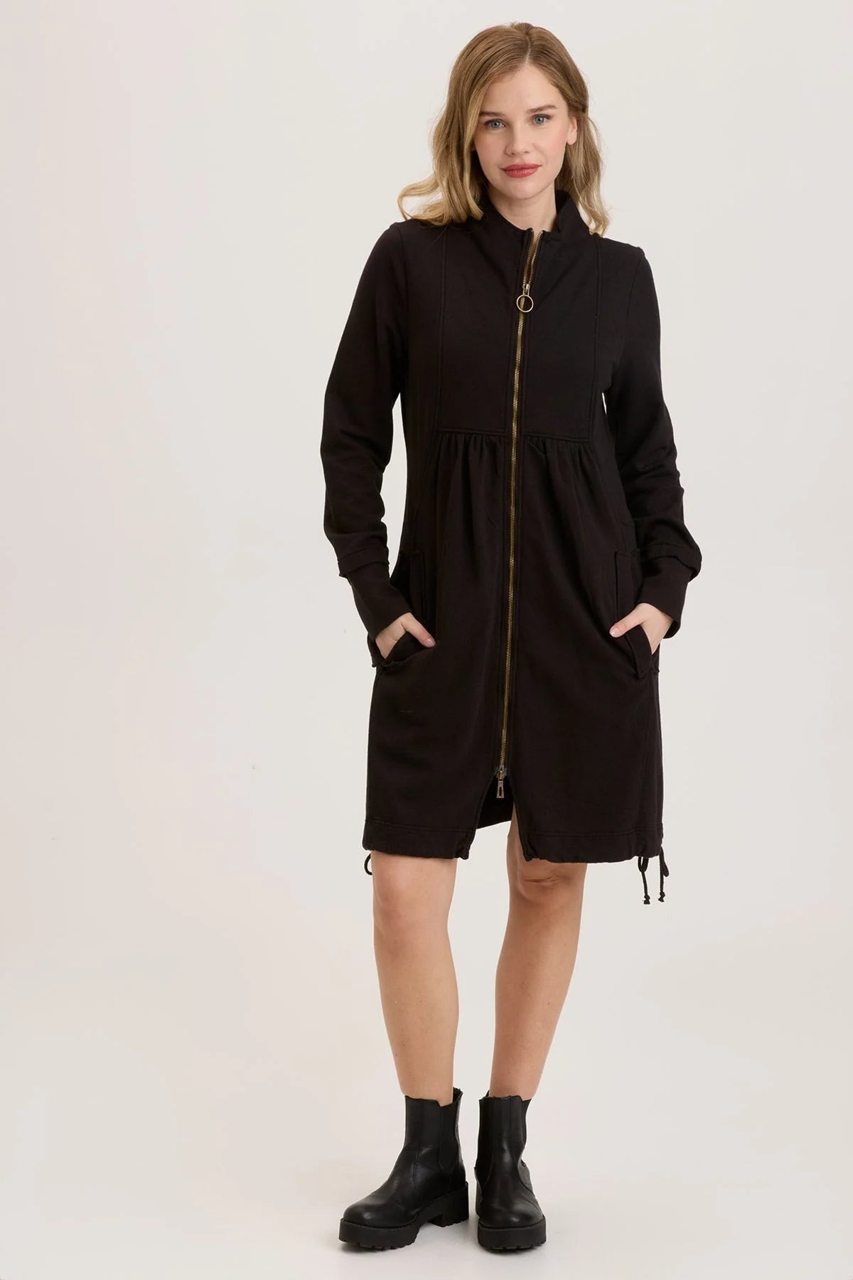 XCVI Fleece Funnel-Neck Longcoat