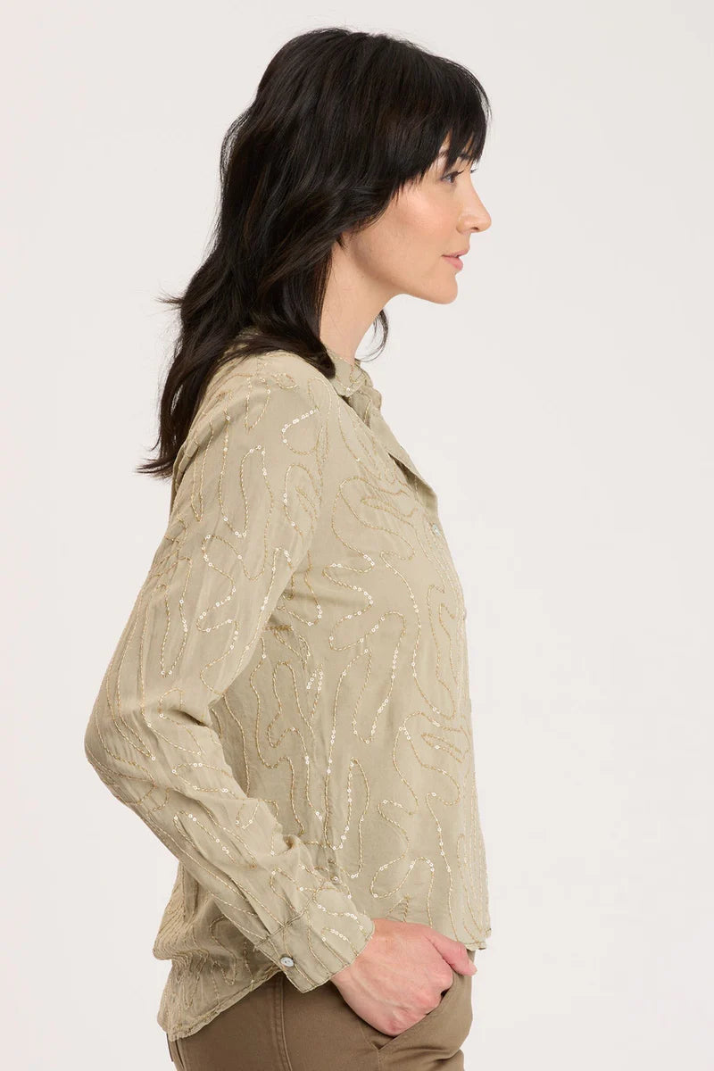 XCVI Seraphina Button-Up Sand Lime