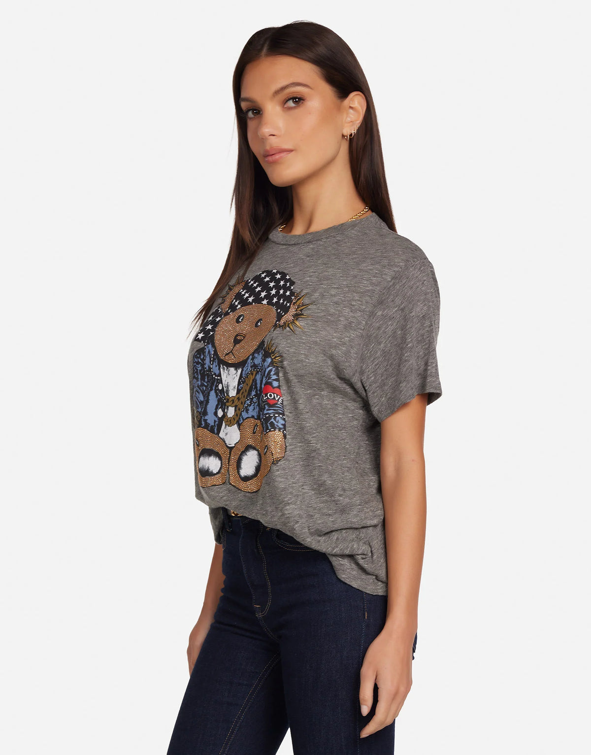 Lauren Moshi Capri Stud Rocker Tee in Heather Grey