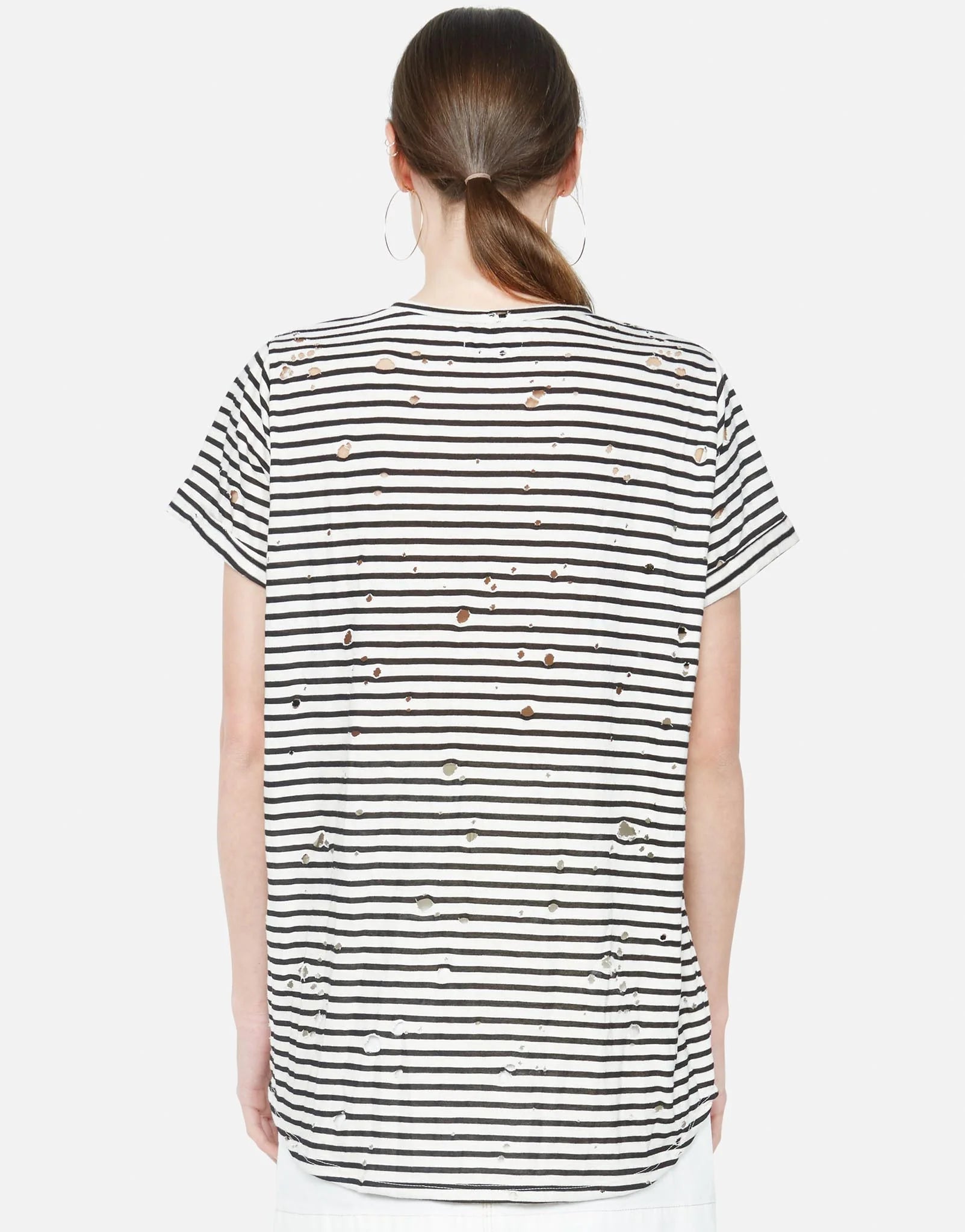 Lauren Moshi Iris Embroidered Rose Stripe Tee