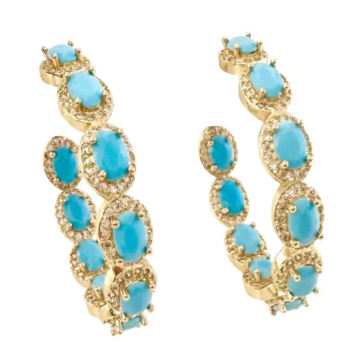 Gemelli Yellowstone Turquoise Hoops - Gold