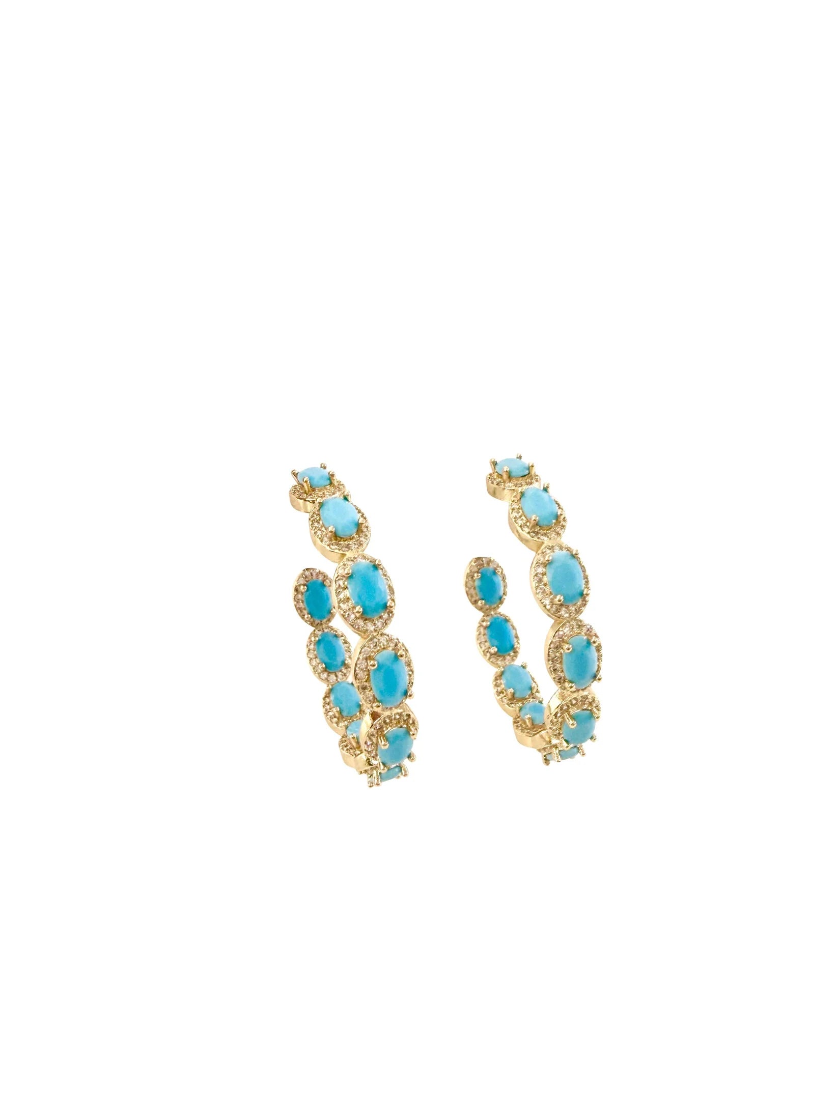 Gemelli Yellowstone Turquoise Hoops - Gold