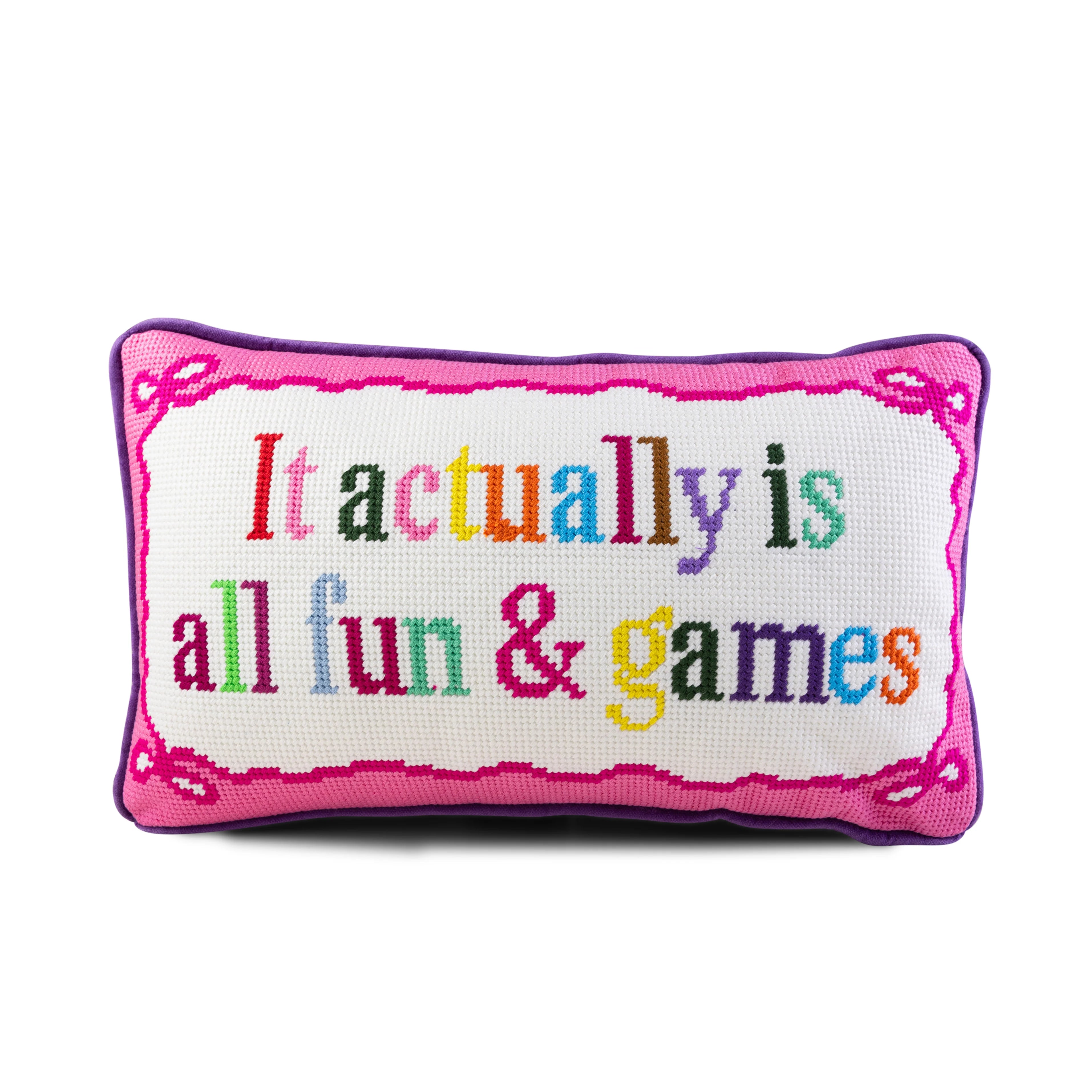 Fun and Games Needle Point Pillow