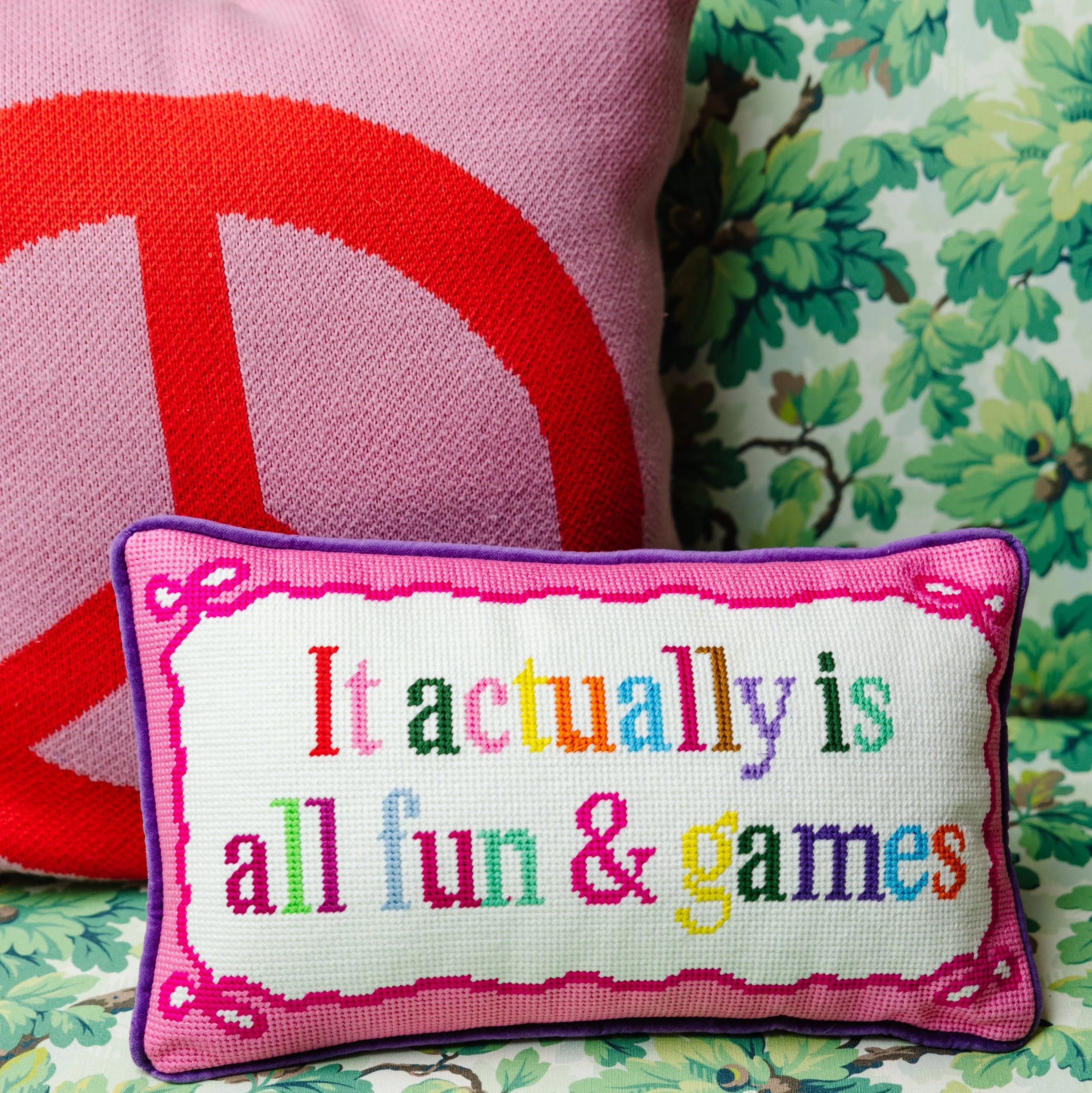Fun and Games Needle Point Pillow