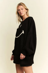 Jade by Jane Oversized Long Sleeve Smile Sweater