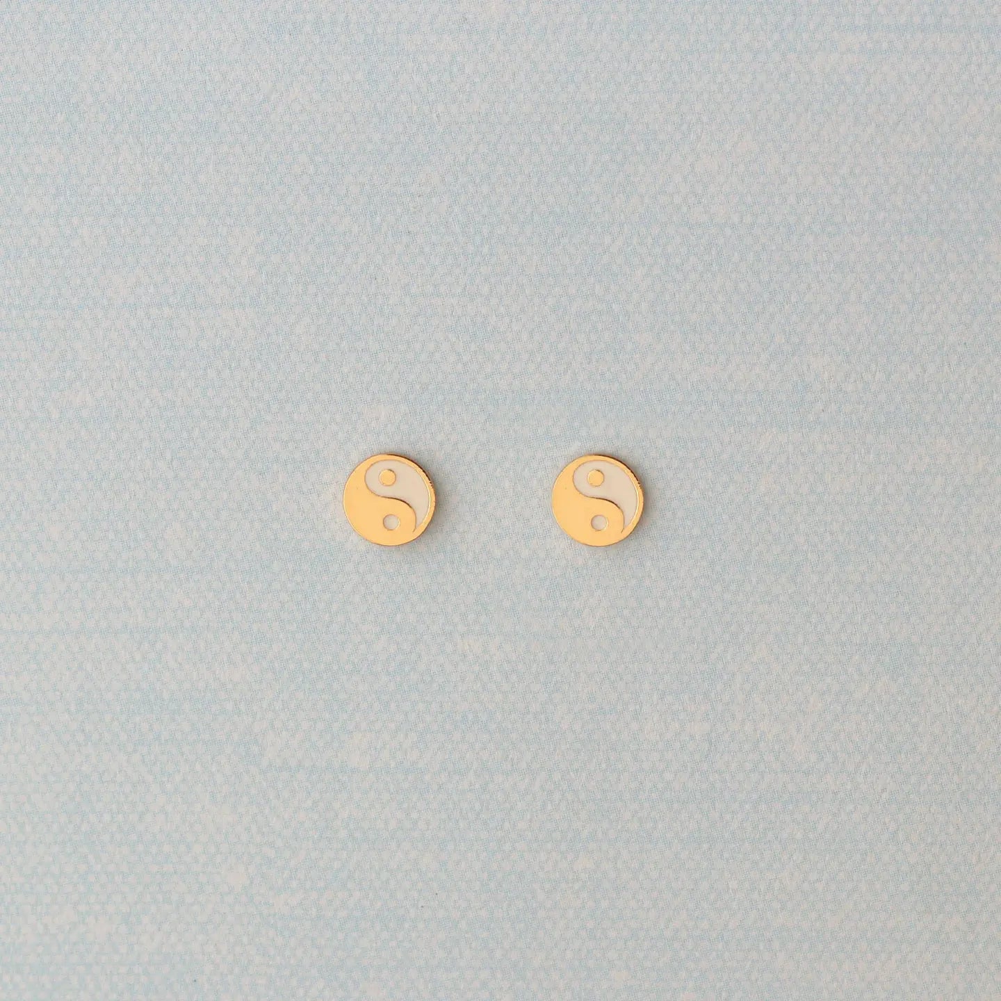 Kris Nations Yin and Yang White Enamel Stud Earrings