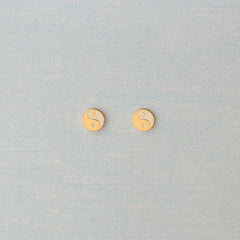 Kris Nations Yin and Yang White Enamel Stud Earrings