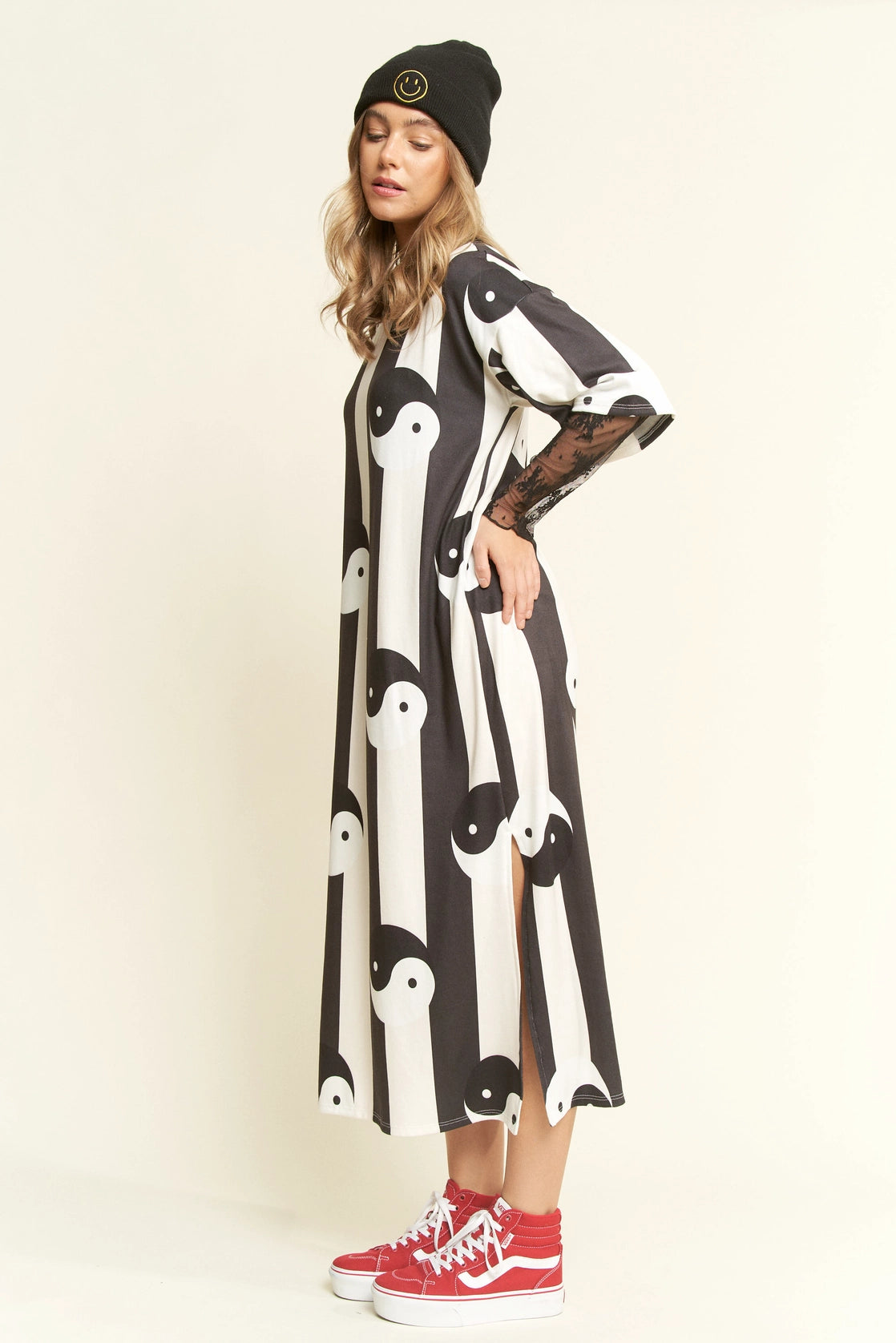 Jade by Jane Yin Yang Print Ribbed Midi Dress