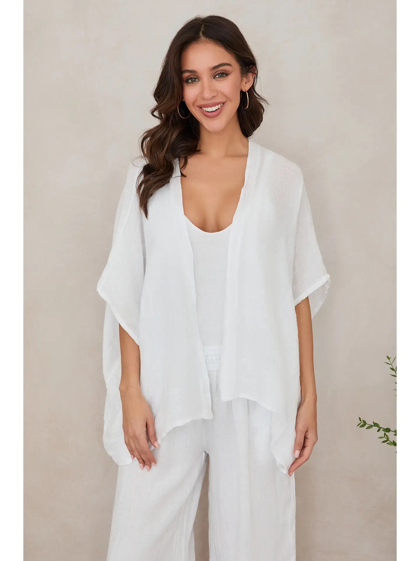 Milio Milano Open Kimono White Linen