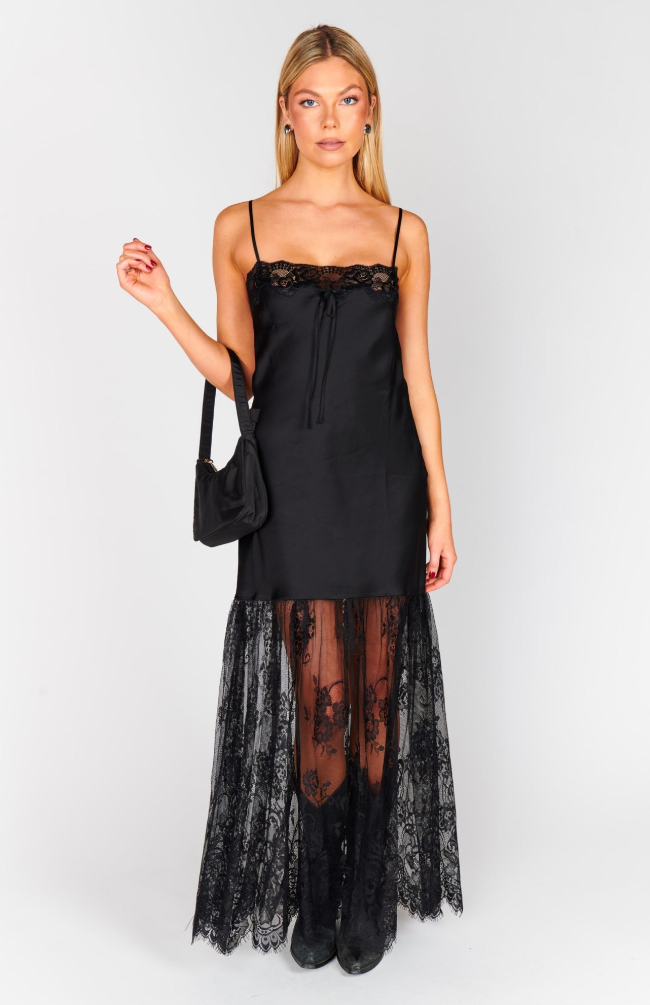 Show Me Your Mumu Celine Dress Black Luxe Satin*July PRE-ORDER*