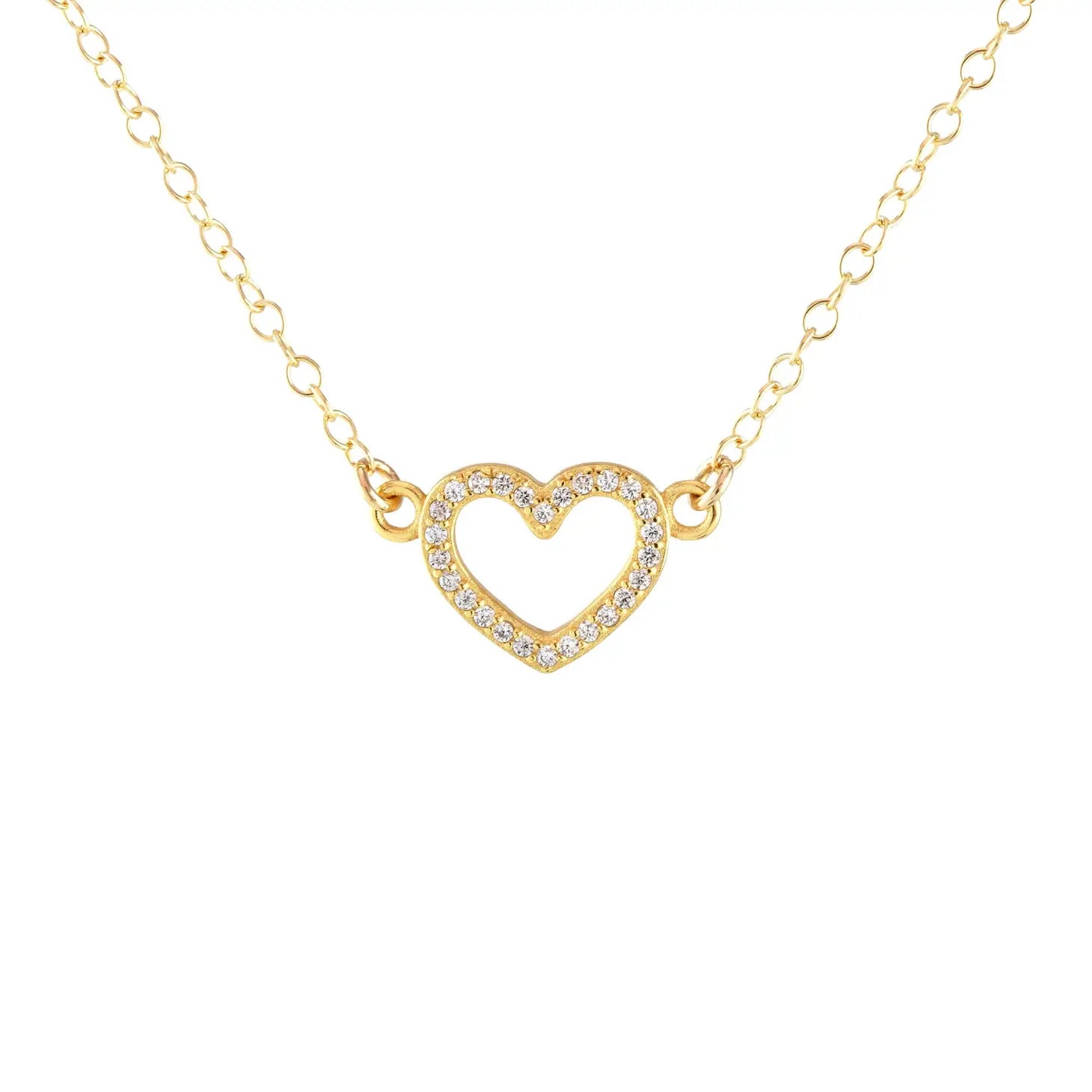 Kris Nations Heart Crystal Outline Charm Necklace