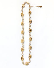 Crystal Clear Cherub Angel Necklace Gold