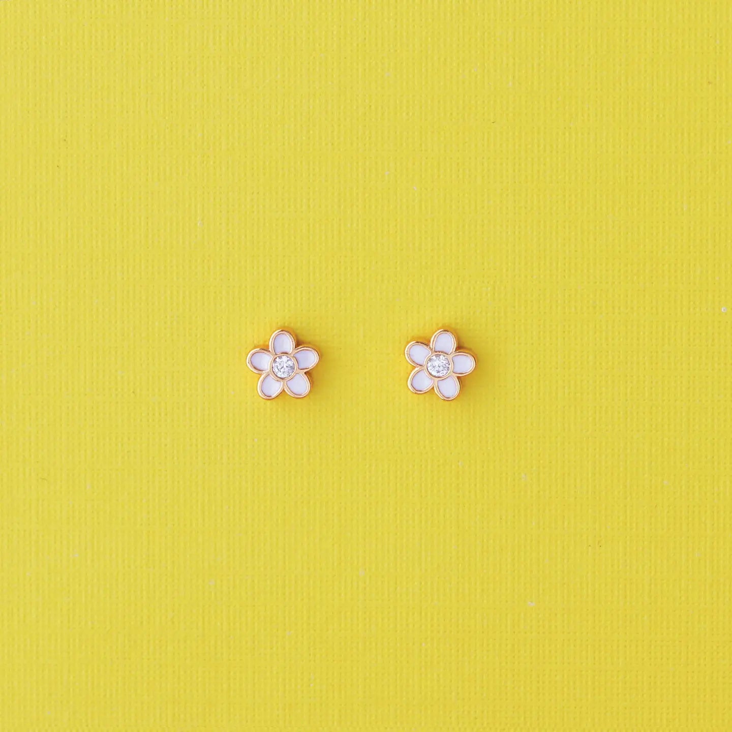 Kris Nations Flower Crystal and Enamel Stud Earrings