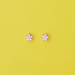 Kris Nations Flower Crystal and Enamel Stud Earrings