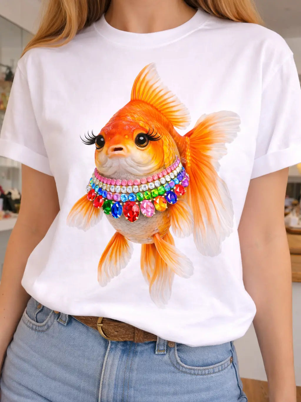 Jeweled Collar Goldfish Tee