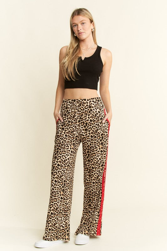 Jade by Jane Leopard Jogger with Red Stripe