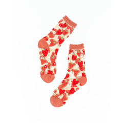 Sock Candy Strawberry Daisy Ruffle Sheer Crew Sock