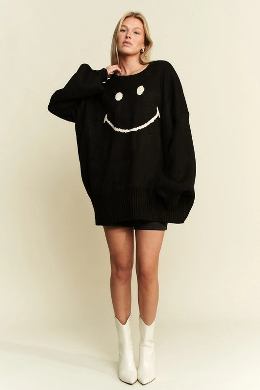 Jade by Jane Oversized Long Sleeve Smile Sweater