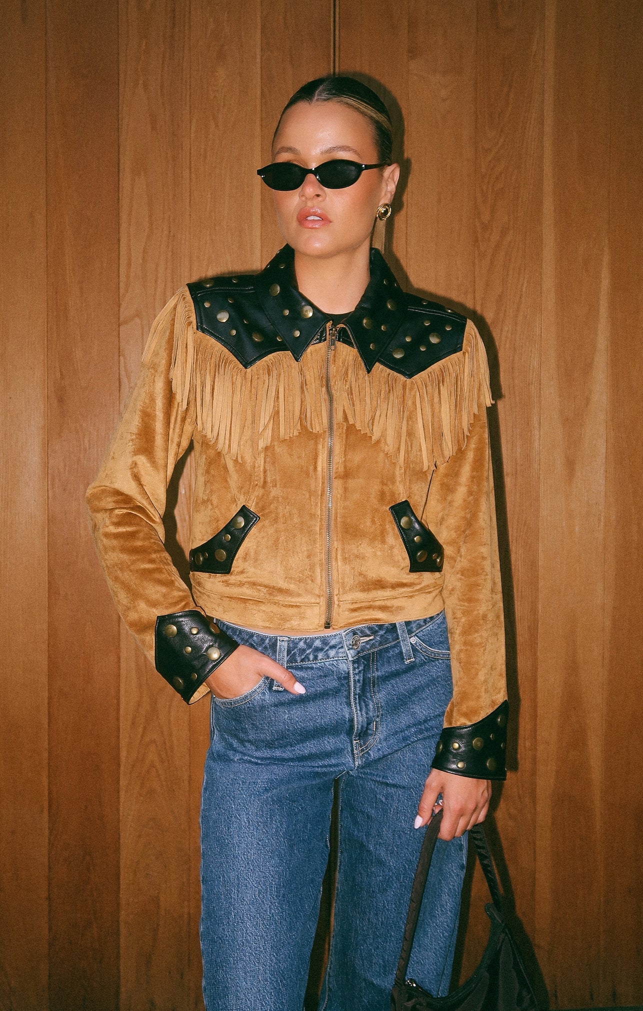 Show Me Your Mumu Wilson Jacket Sepia Faux Suede & Leather