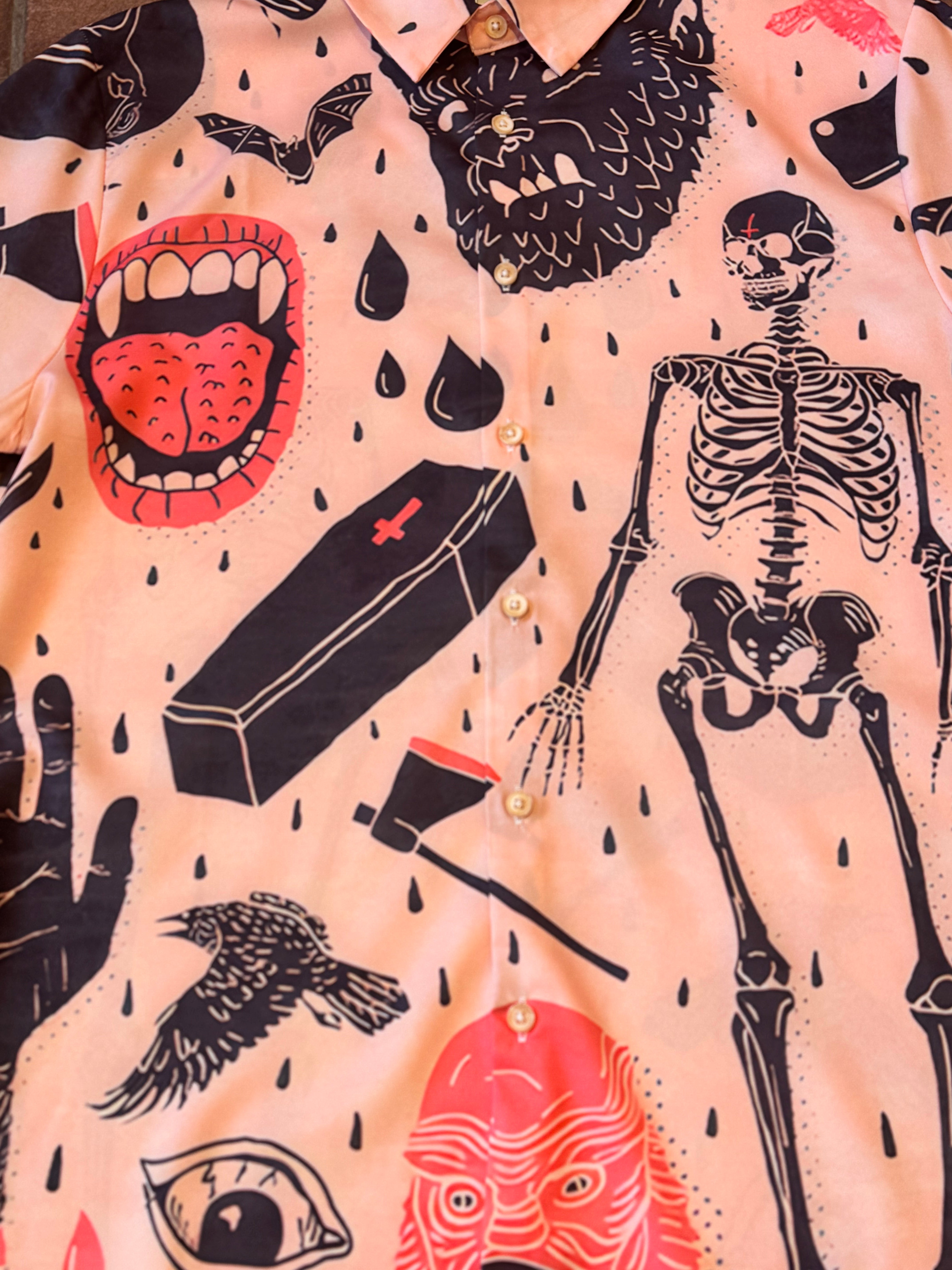 Monster Mash Pink Button Down Shirt