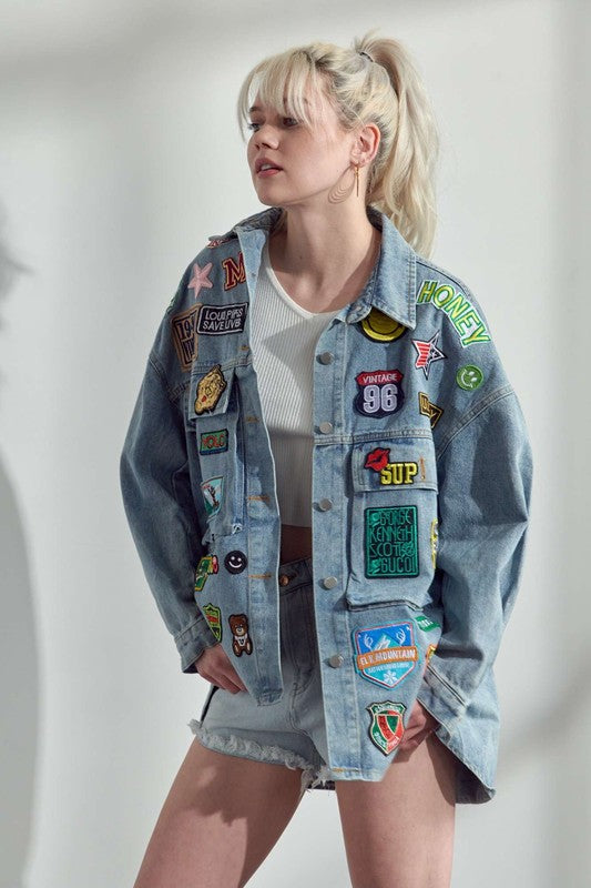 Jade by Jane Multi Patch Oversized Jacket