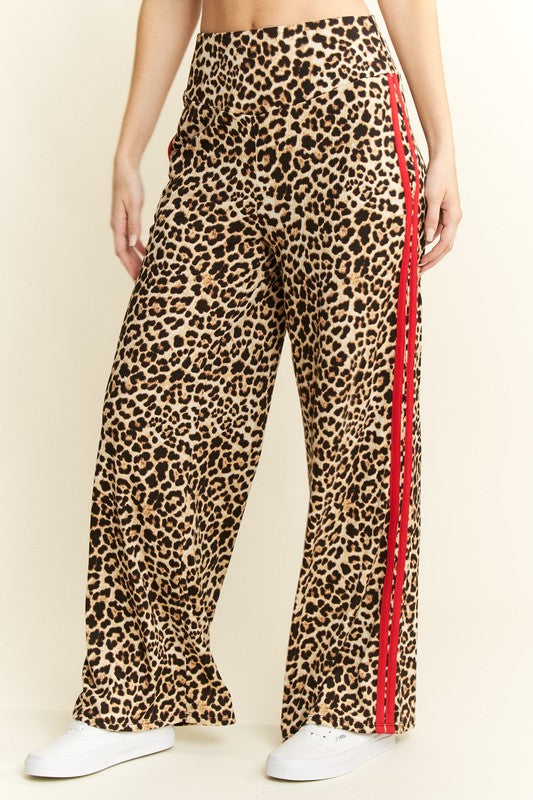 Jade by Jane Leopard Jogger with Red Stripe