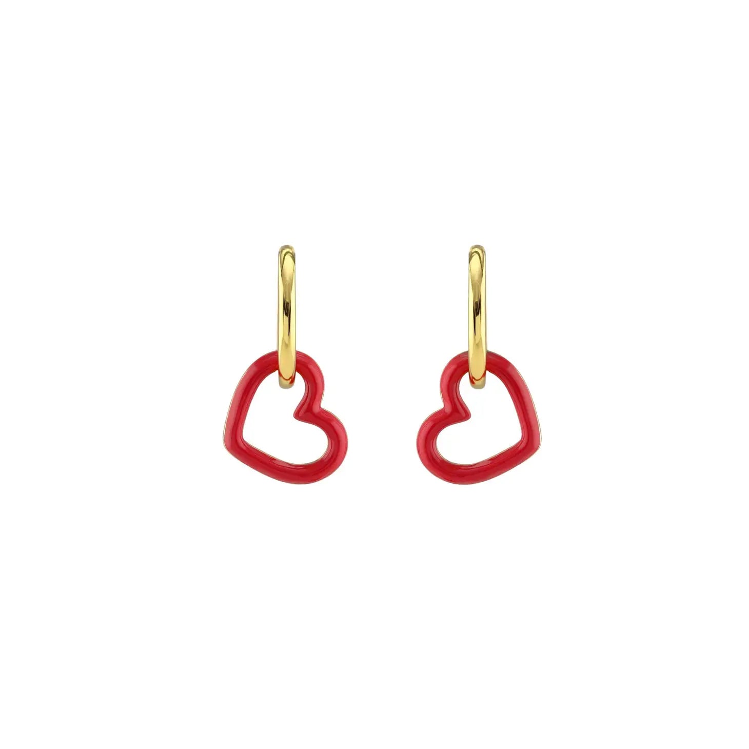 Kris Nations Heart Outline Enamel Huggie Hoop Earrings