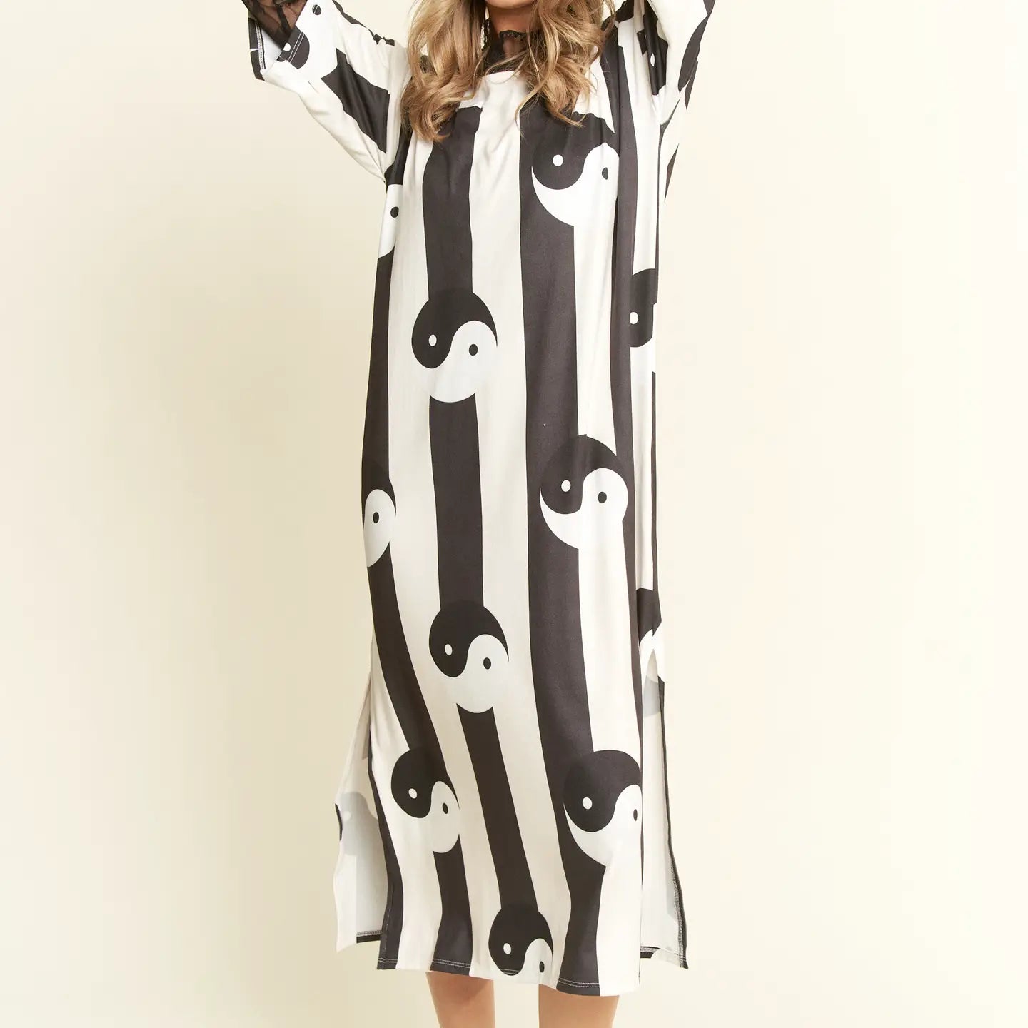 Jade by Jane Yin Yang Print Ribbed Midi Dress