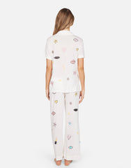 Lauren Moshi Waverly Crystal Glam Pajamas Milk