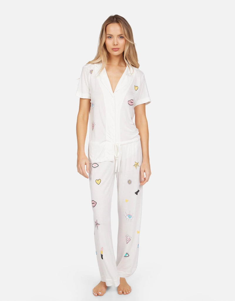 Lauren Moshi Waverly Crystal Glam Pajamas Milk